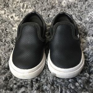 TODDLER LEATHER VANS SLIP ON